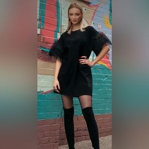 Kate Hewko tunic dress with tulle sleeves